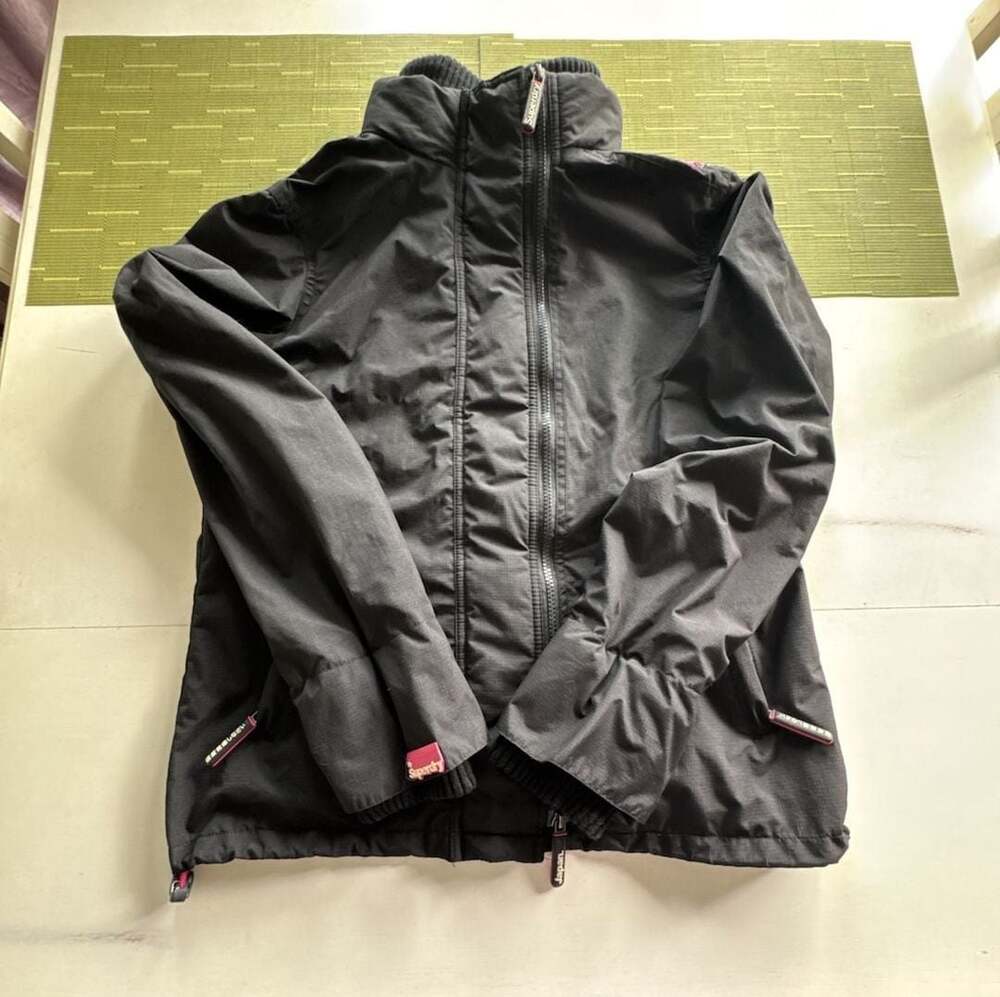 Superdry Original Windcheater Japan Triple Zip Hooded Jacket Black